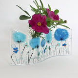 Fused Glass Vase - Turquoise Poppy Fused Glass Bud Vase
