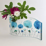 Fused Glass Vase - Turquoise Poppy Fused Glass Bud Vase