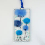 Fused Glass Wall Art - Blue Poppy Flowers Fused Glass Wall Art Sun-catcher