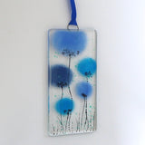 Fused Glass Wall Art - Blue Poppy Flowers Fused Glass Wall Art Sun-catcher