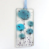 Fused Glass Wall Art - Dusty Blue Poppy Flowers Fused Glass Wall Art Sun-catcher