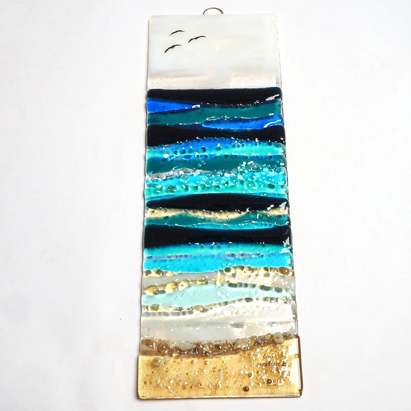 Fused glass art seascape Fired Creations