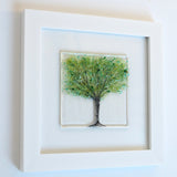 Fused Glass Wall Art - Green Summer Tree Framed Glass Art