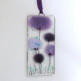 Fused Glass Wall Art - Purple Poppy Flowers Fused Glass Wall Art Sun-catcher