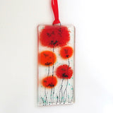 Fused Glass Wall Art - Red Poppy Flowers Fused Glass Wall Art Sun-catcher