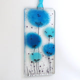 Fused Glass Wall Art - Turquoise Blue Flowers Fused Glass Wall Art Sun-catcher