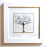 Fused Glass Wall Art - Winter Tree Framed Glass Art