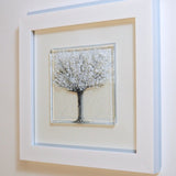 Fused Glass Wall Art - Winter Tree Framed Glass Art