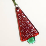 Glass Art - Christmas Decoration - Red, Green And Aqua Tree