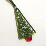 Glass Art - Christmas Decoration - Red, Green And Aqua Tree