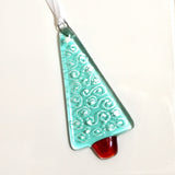 Glass Art - Christmas Decoration - Red, Green And Aqua Tree