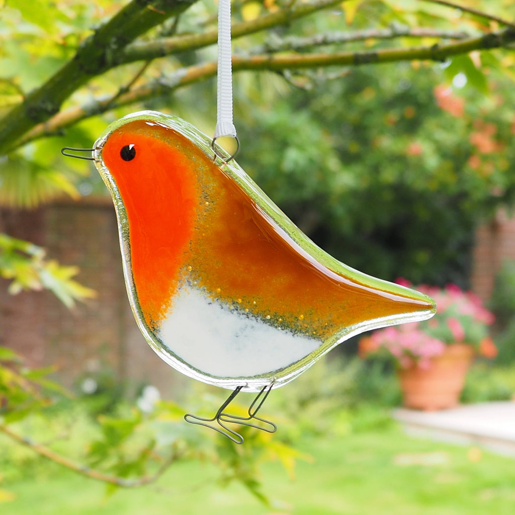 Glass Art - Christmas Robin Tree Decoration