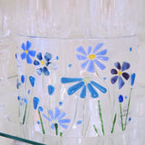 Fused Glass Curve - Blue Flowers - Fired Creations
