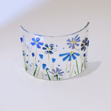 Fused Glass Curve - Blue Flowers - Fired Creations