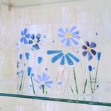 Fused Glass Curve - Blue Flowers - Fired Creations