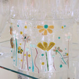Fused Glass Curve - Olive Green Flowers - Fired Creations