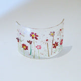 Fused Glass Curve - Pink Flowers - Fired Creations