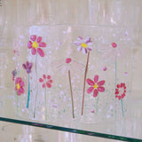 Fused Glass Curve - Pink Flowers - Fired Creations
