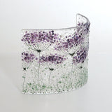 Glass Art - Fused Glass Curve - Purple Flowers
