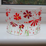 Fused Glass Curve - Red Flowers - Fired Creations