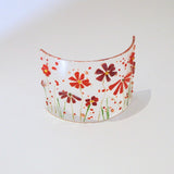 Fused Glass Curve - Red Flowers - Fired Creations
