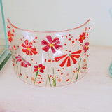 Fused Glass Curve - Red Flowers - Fired Creations