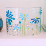 Fused Glass Curve - Turquoise Flowers - Fired Creations