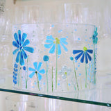 Fused Glass Curve - Turquoise Flowers - Fired Creations