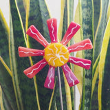 Red and yellow flower stake - Fired Creations