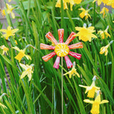 Red and yellow flower stake - Fired Creations