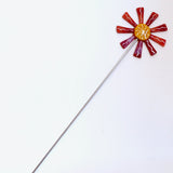Red and yellow flower stake - Fired Creations