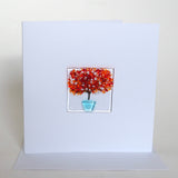 Red Tree In A Pot Glass Greetings Card