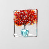 Red Tree In A Pot Glass Greetings Card
