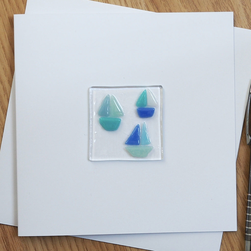 Sailing Boats Fused Glass Greetings Card