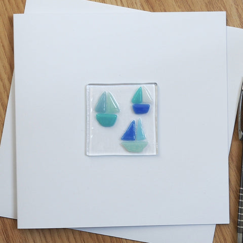 Sailing Boats Fused Glass Greetings Card