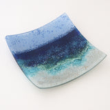 Seascape Fused Glass Dish Beach Scene - Medium