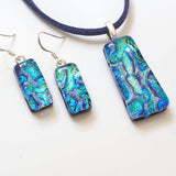 Turquoise and green fused glass jewellery set - Fired Creations