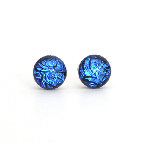 Studs - Blue Sparkle Glass Stud Earrings