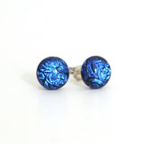 Studs - Blue Sparkle Glass Stud Earrings