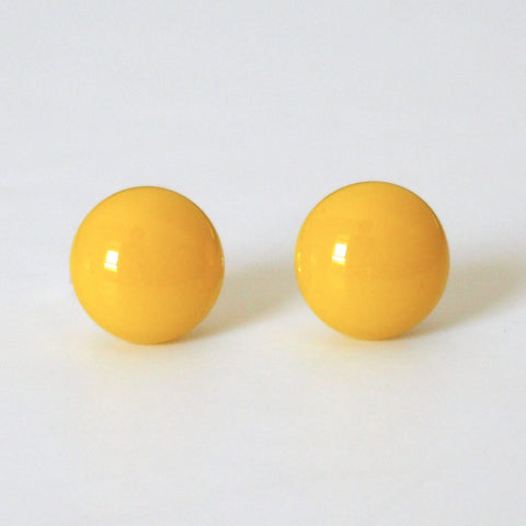 Studs - Bright Yellow Art Glass Stud Earrings