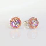 Studs - Salmon Gold Dichroic Glass Stud Earrings