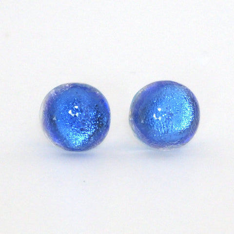 Studs - Sky Blue Dichroic Glass Stud Earrings