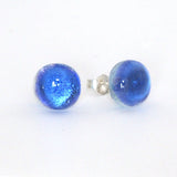 Studs - Sky Blue Dichroic Glass Stud Earrings