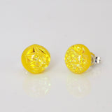 Studs - Yellow Sparkle Dichroic Glass Stud Earrings