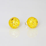 Studs - Yellow Sparkle Dichroic Glass Stud Earrings