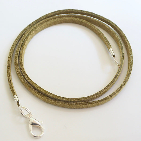 Synthetic suede necklace cord light olive green Fired Creations