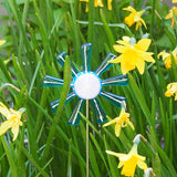 Turquoise and pink flower stake - Fired Creations