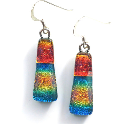 rainbow dichroic glass earrings