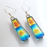 Rainbow fused glass earrings