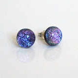 Light purple dichroic glass stud earrings